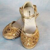 Туфли для девочки Сказка, золото с розочками
