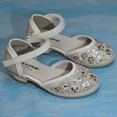 Туфли для девочки Сказка, серебро с розочками